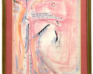 Signed Eve Fox Abstract Mixed Media Piece