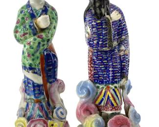 2pc Hand Painted Chinese Porcelain Figures