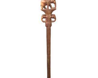 Vintage Carved Wooden Elephant Walking Stick