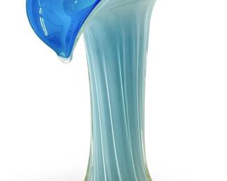 Murano Art Glass Jack in the Pulpit Blue Vase