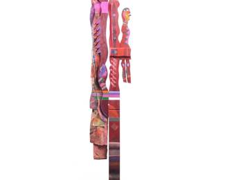 Signed Liberte Mixed Media Abstract Painted Wood