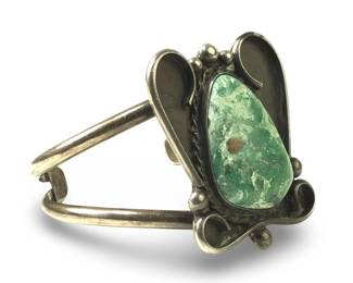 Navajo Silver Damele Turquoise Cuff Bracelet