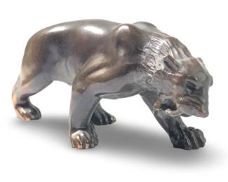 Small Signed William Otto Saber Tooth Tiger Bronze