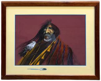 Signed Raymond Judge Gouache Portrait