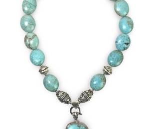 Stunning Chunky Sterling Silver Turquoise Necklace