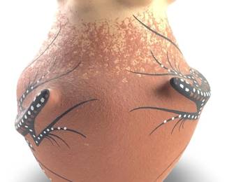 Signed Zuni Terra Cotta Lizard Motif Pottery