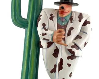 Markus Pierson Carved Wood Folk Art Dog Sculpture