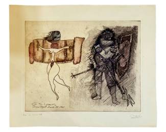 Signed Guillermo Silva Santamaria Etching