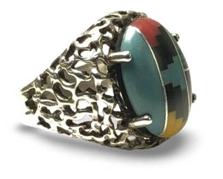 Marquita McCray Navajo Multicolor Inlay Menâs Ring