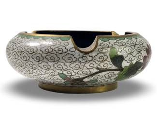Vintage Chinese Cloisonné Brass Floral Ashtray