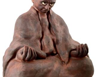 Signed Ross JL Large Terracotta Monk Sculpture