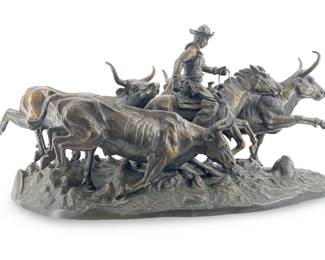 "Stampede" Bronze Sculpture by Frederic Remington.