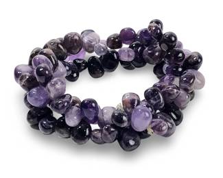 Amethyst Bauble Stretch Bead Chip Bracelet