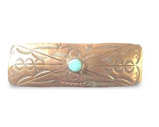 Copper Turquoise Native American Hair Clip