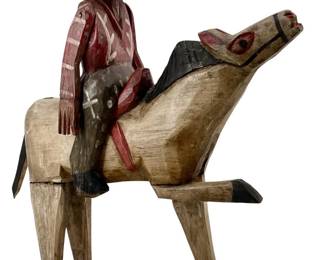 Hand Carved Wooden Horse Sculpture
