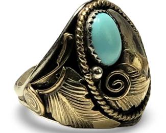 Signed S.Ray Sterling Turquoise Native Claw Ring