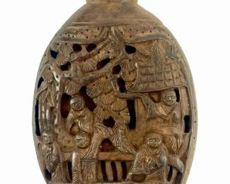 Antique Chinese Carved Wooden Snuff Bottle
