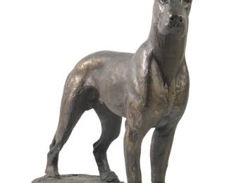 Signed Austin Great Dane Cast Brass Sculpture