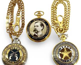 3pc Wyatt Earp & Billy the Kid Pocket Watches