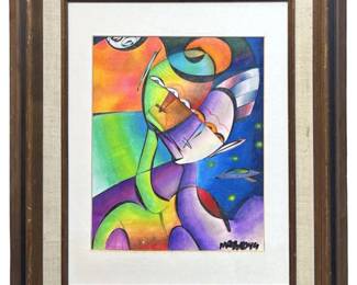 Signed Abstract Cubist Painting