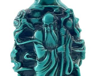 Old Teal Chinese Longevity Snuff Bottle