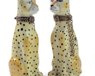 Pair Limoges Peint Main Cheetah Trinket Boxes