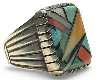 Native American Sterling Multicolor Inlay Ring