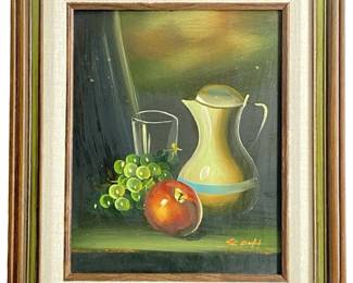 Signed Oil on board Still life painting