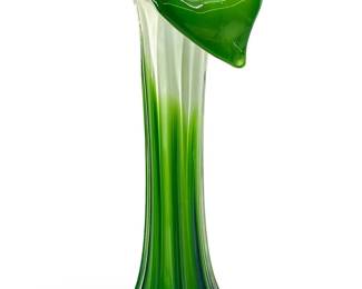 Vintage Hand Formed Green Art Glass Vase