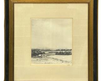 Antique Landscape Etching VIII Marked