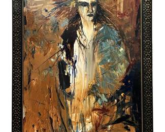 Signed Michael Nisperos Large Oil on Canvas