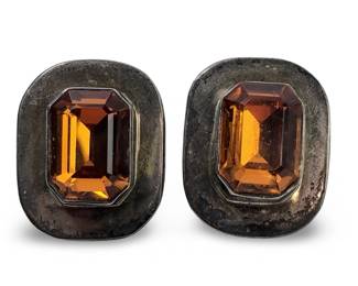 Pair Charming Sterling Silver Citrine Earrings