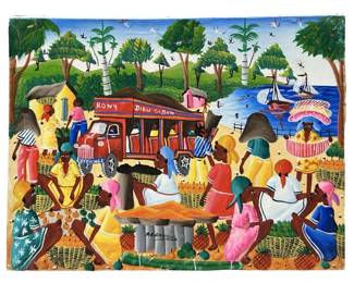 Signed M.E. Cannéus Haitian Acrylic on Canvas