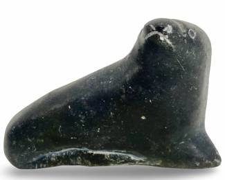 Signed Carved Inuit Stone Seal Sculpture