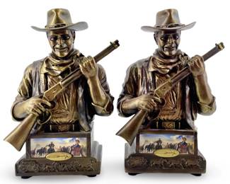 2pc Bradford John Wayne Wooden Coin Banks