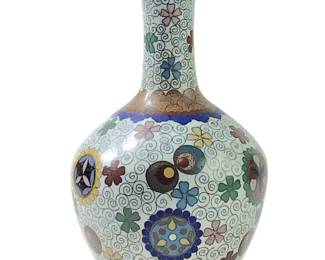 Antique Chinese Cloisonné Enamel Floral Vase