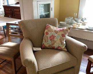 2 matching high roll back chairs (neutral colors)
