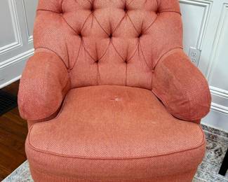 73. Pair of Tufted Arm Chairs on Casters (32" x 30" x 36") (as is)
