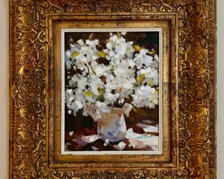 65. Oil on Canvas Floral Still Life  by Salant (16" x 18")