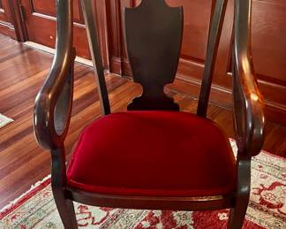 139. Pair of Antique Shield Back Rocker (23" x 32" x 33") & Arm Chair (23" x 21" x 37")