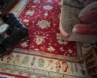 140. Red & Tan Hand Knotted Rug (76" x 97")