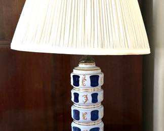 61. Blue & Gold Ceramic Lamp (23")