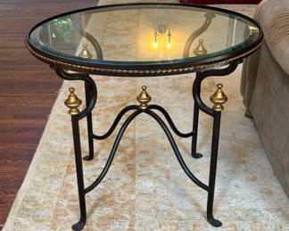 99. Glass Top Accent Table w/ Metal Base (28" x 24")