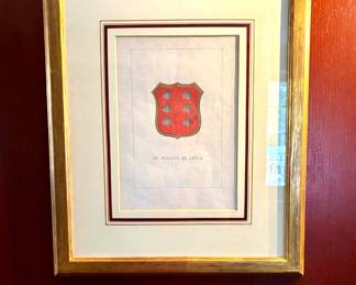 147. Set of 4 Crest Prints in Gold Frames (16" x 19")
