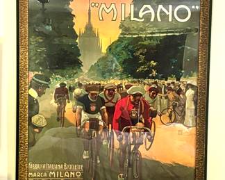 55. Framed Vintage Italian Poster for Biciclette Marca Milano (40" x 52")