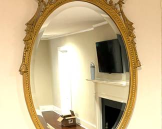39. Oval Mirror w/ Wood Carved Frame (24" x 43")