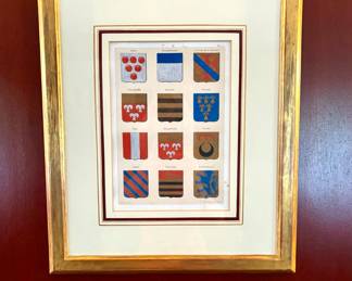 147. Set of 4 Crest Prints in Gold Frames (16" x 19")