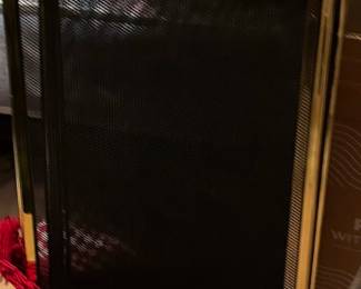 128. Brass Framed 5 Panel Fireplace Screen (33"h" w/ 5-12" panels) 