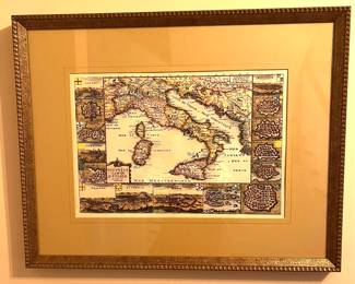 158. Framed Vintage Mediterranean Map (24" x 18")