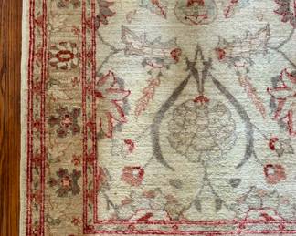 140. Red & Tan Hand Knotted Rug (76" x 97")